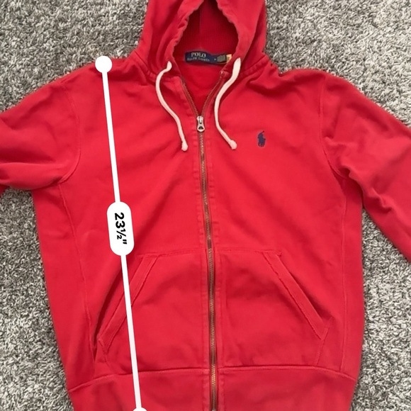Polo Ralph Lauren Mens Red Zip up Hoodie size Medium - Picture 6 of 13